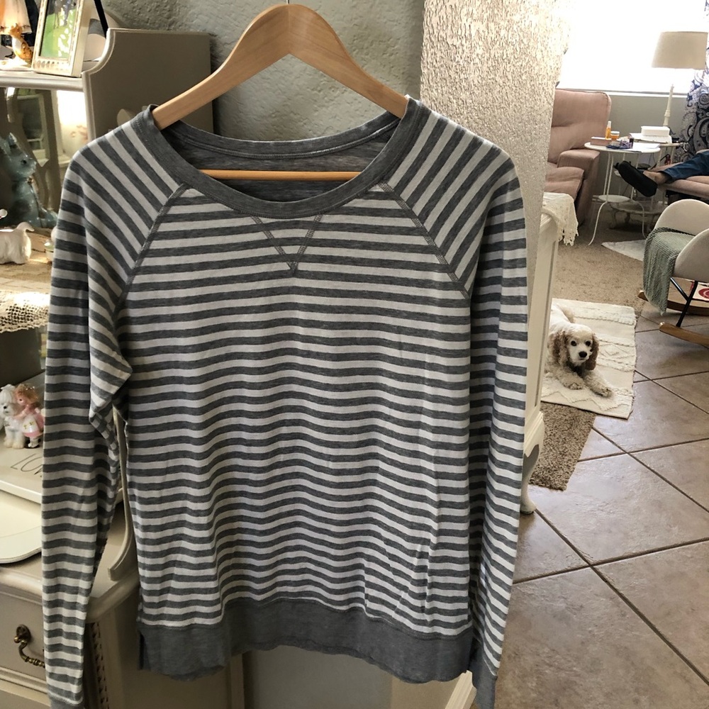 COPY - Lululemon grey and white striped crew top